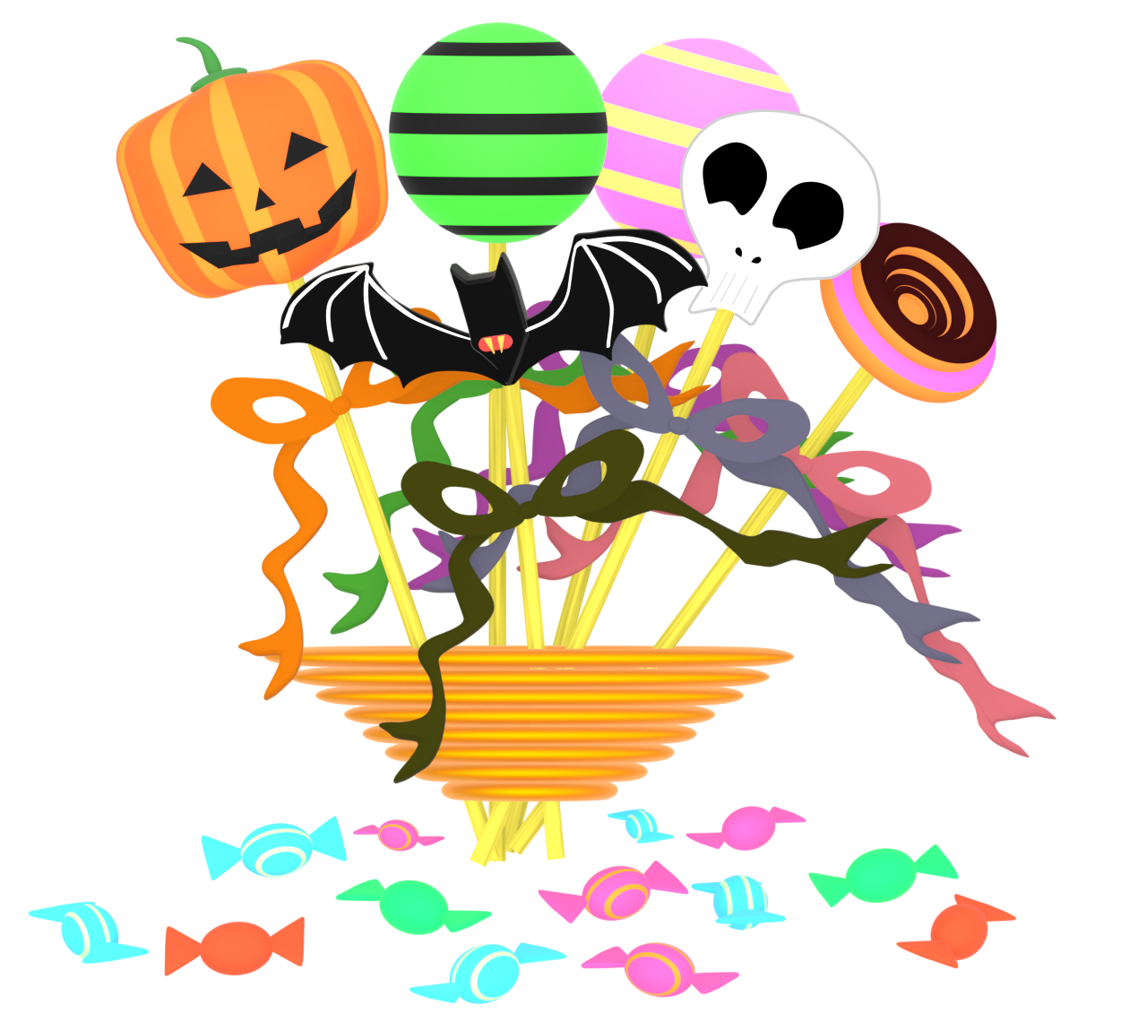 ハロウィンお菓子の詰め合わせのイラスト