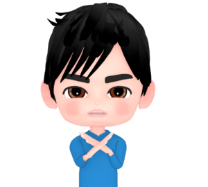 手でバッテンを作る男性のイラスト