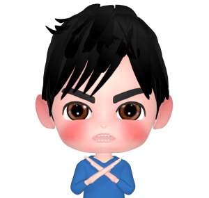 手でバッテンを作る男性のイラスト