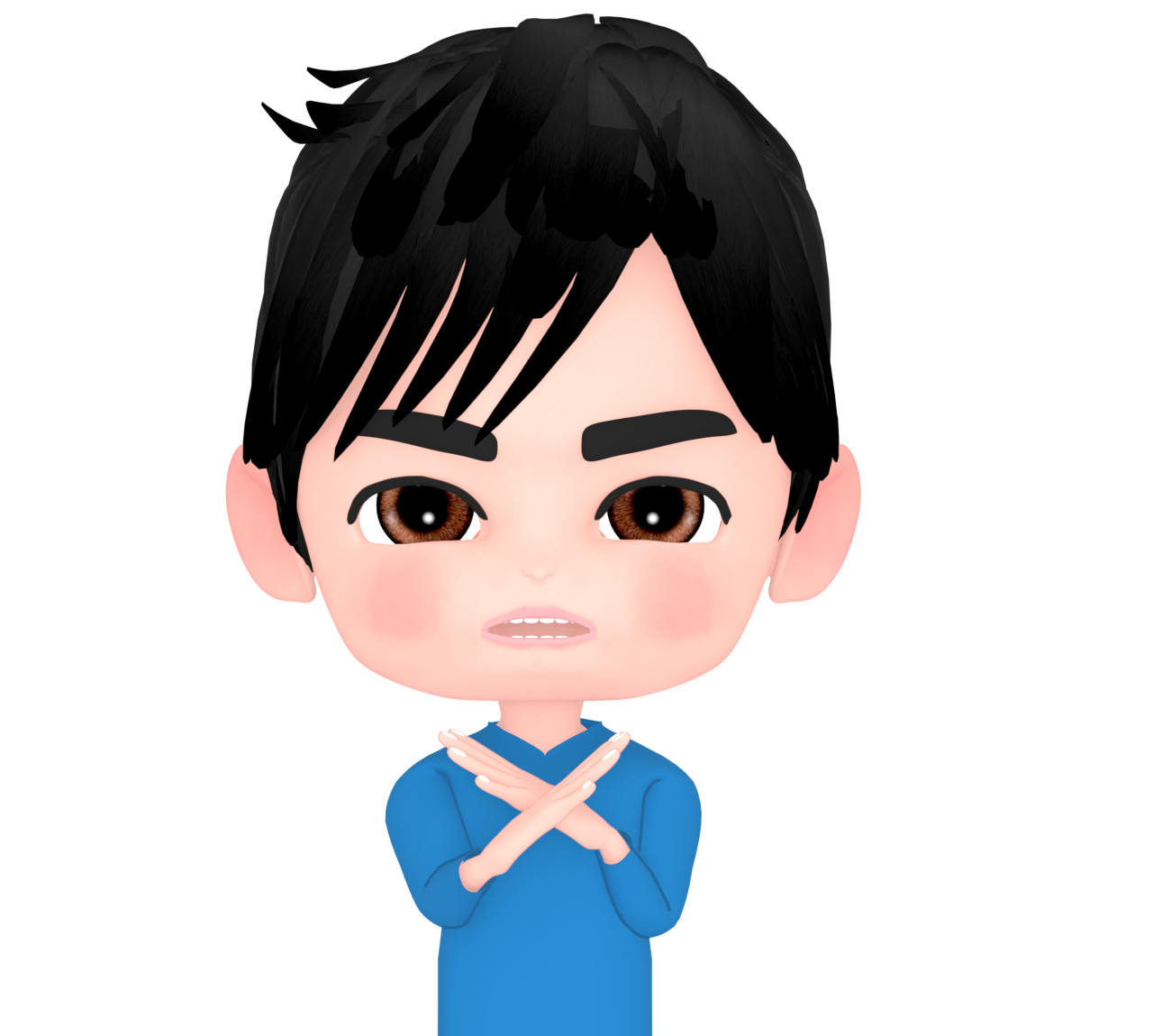 手でバッテンを作る男性のイラスト