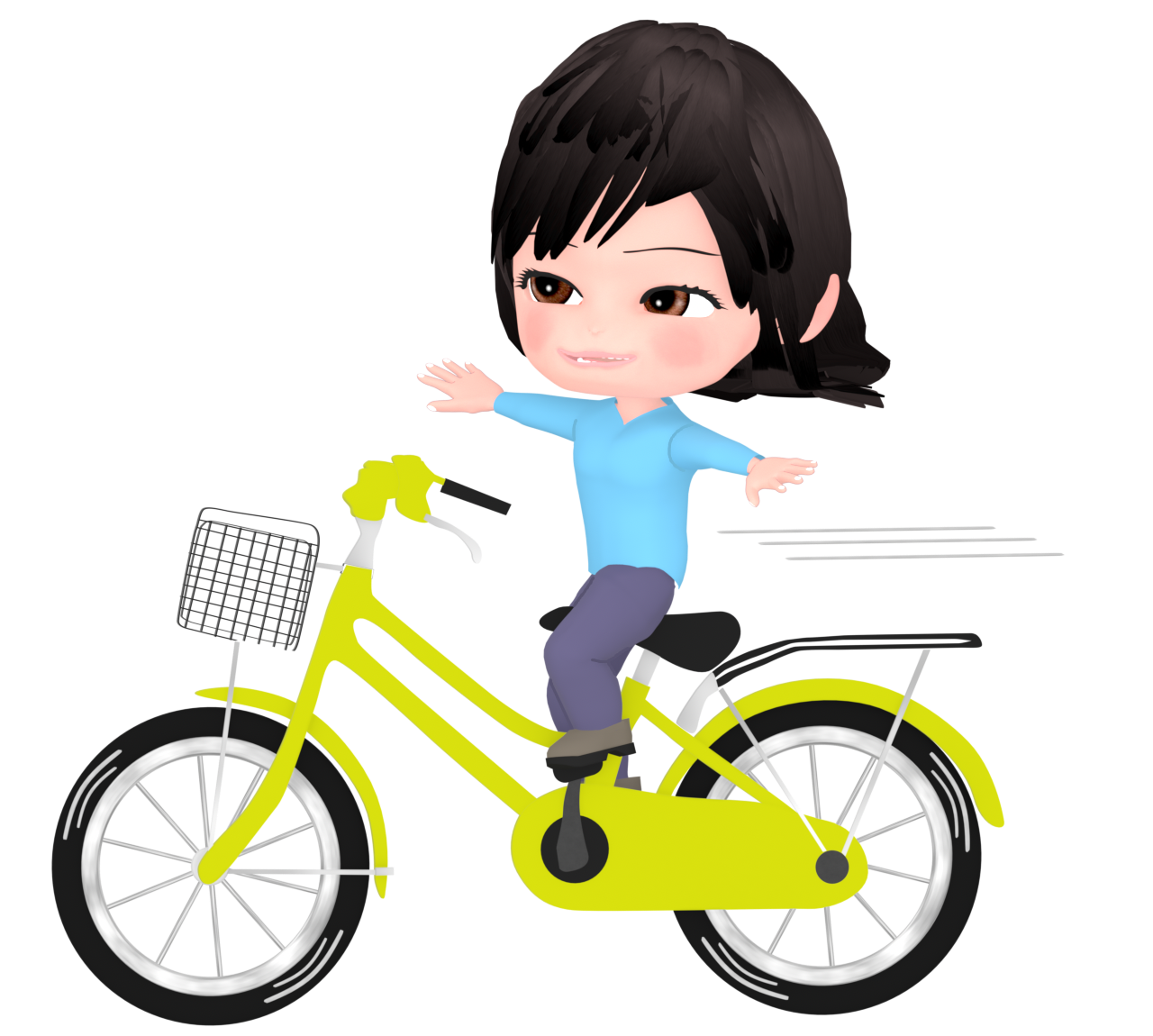 hand free driving bicycle woman img