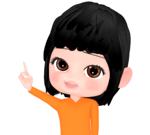手の指で「１」の形を作る女性のイラスト