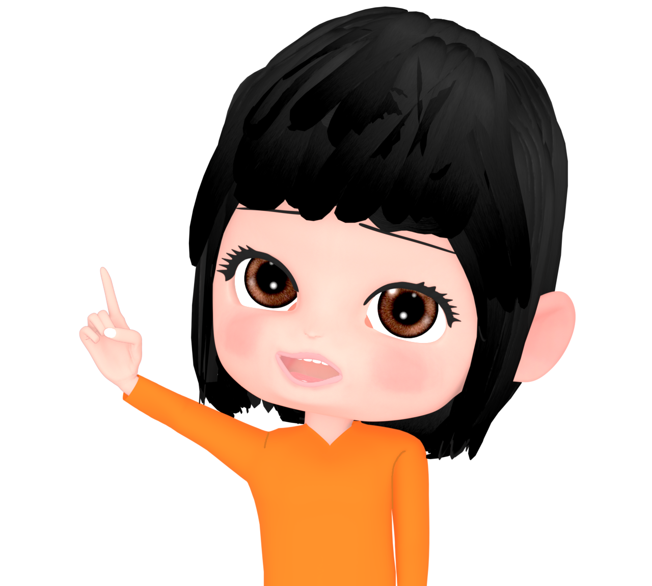 手の指で「１」の形を作る女性のイラスト