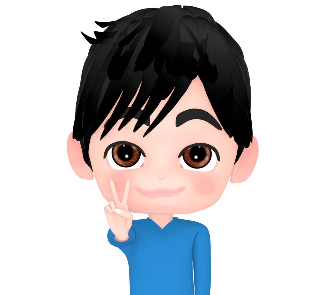 手の指で「２」の形を作るイラスト