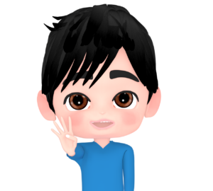 「４」を手の指で伝える男性のイラスト