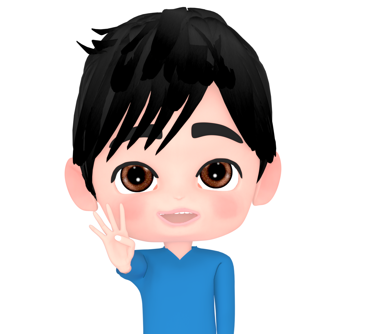 「４」を手の指で伝える男性のイラスト