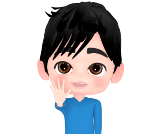 数字の「５」を指で伝えるイラスト