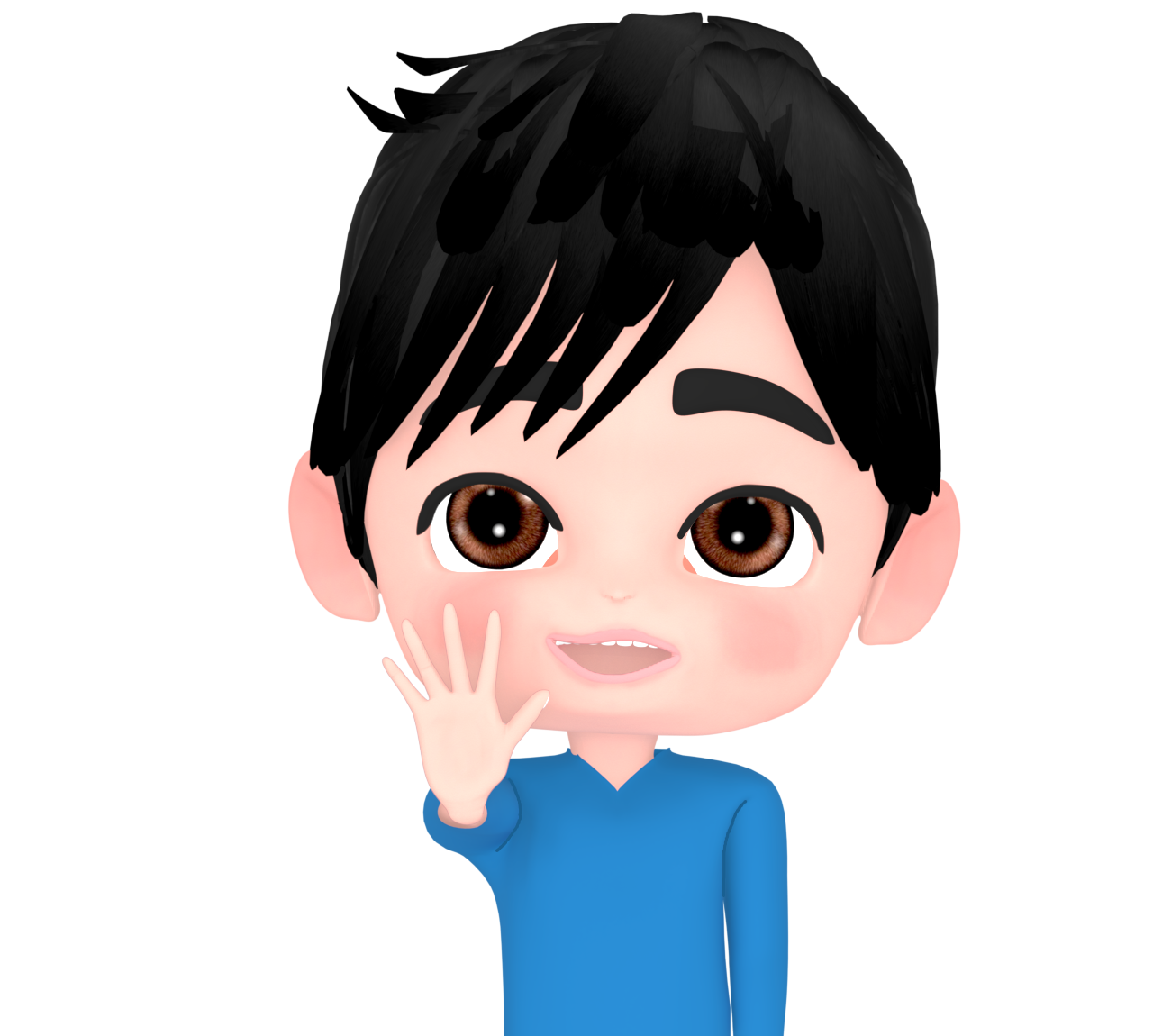 数字の「５」を指で伝えるイラスト