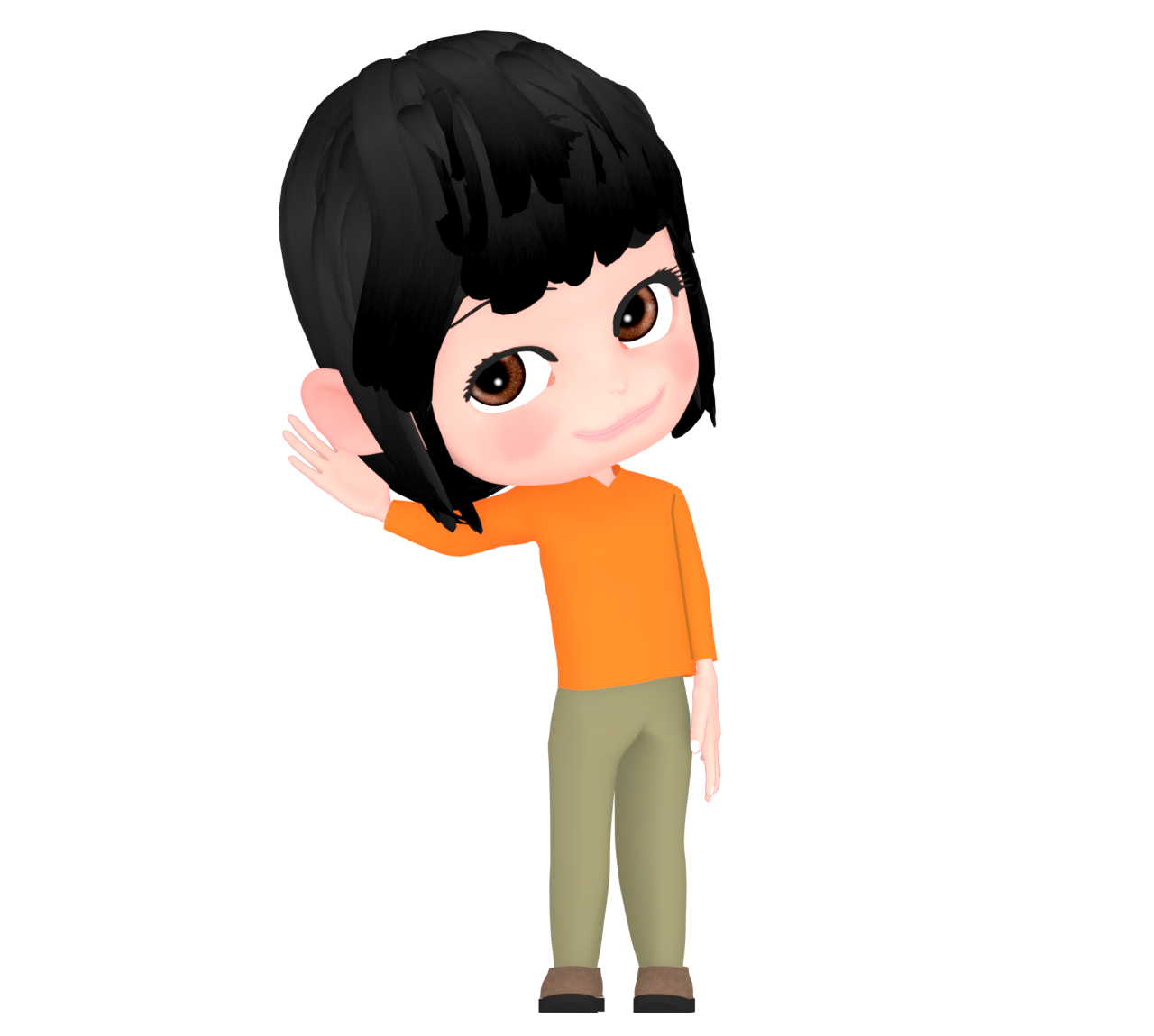 耳に手をあてて聞く女性のイラスト