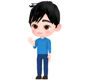 手を挙げて話す男性のイラスト