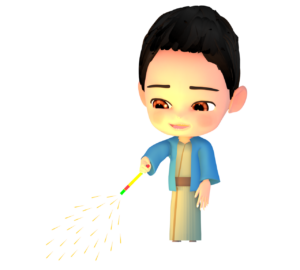 手持ち花火をする男の子のイラスト