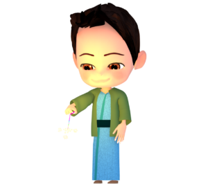 手持ち花火をする浴衣の男性のイラスト