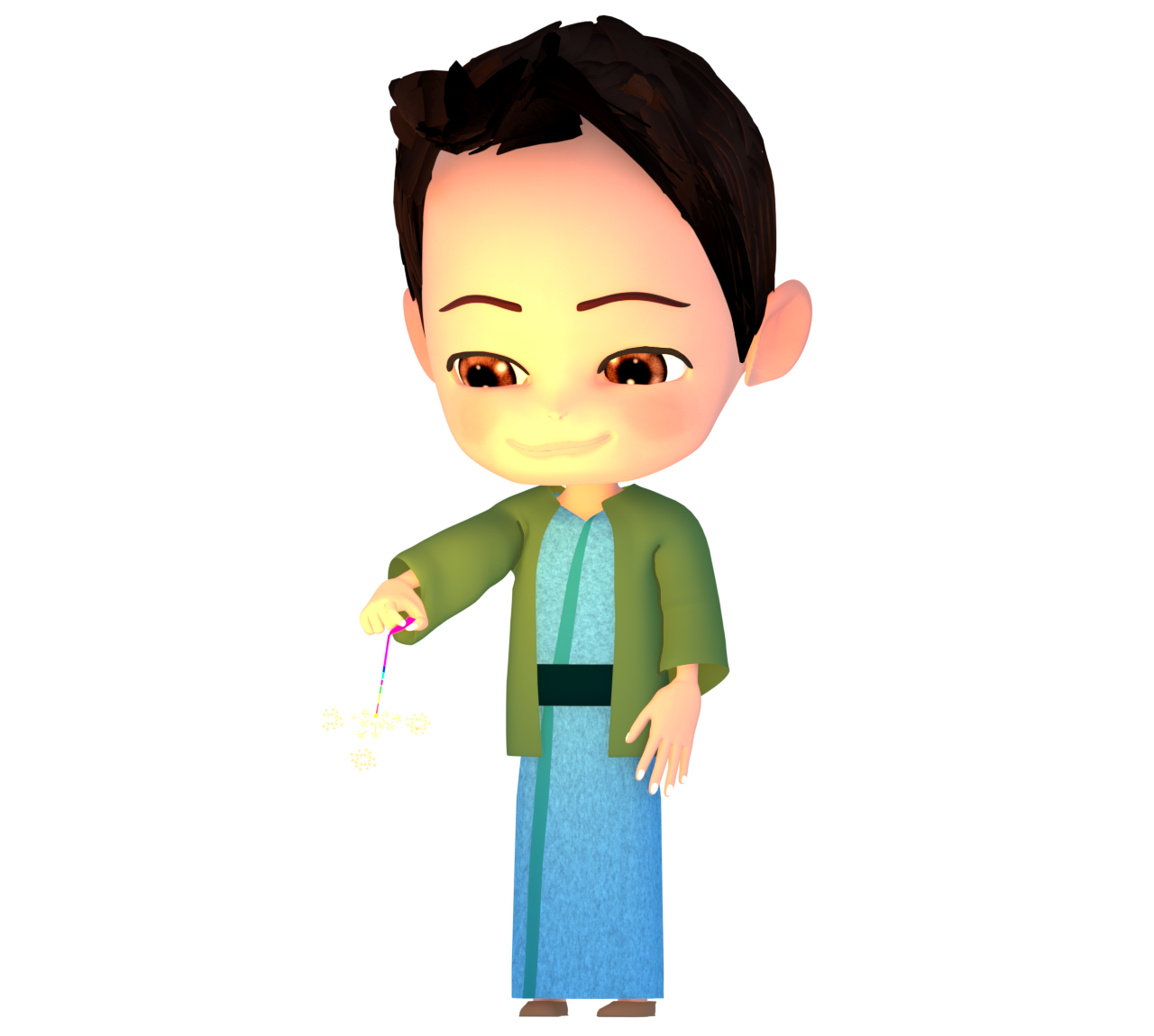 手持ち花火をする浴衣の男性のイラスト 12 手持ち花火をする浴衣の男性のイラスト