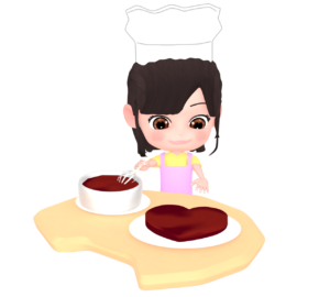 手作りチョコを作る女の子のイラスト