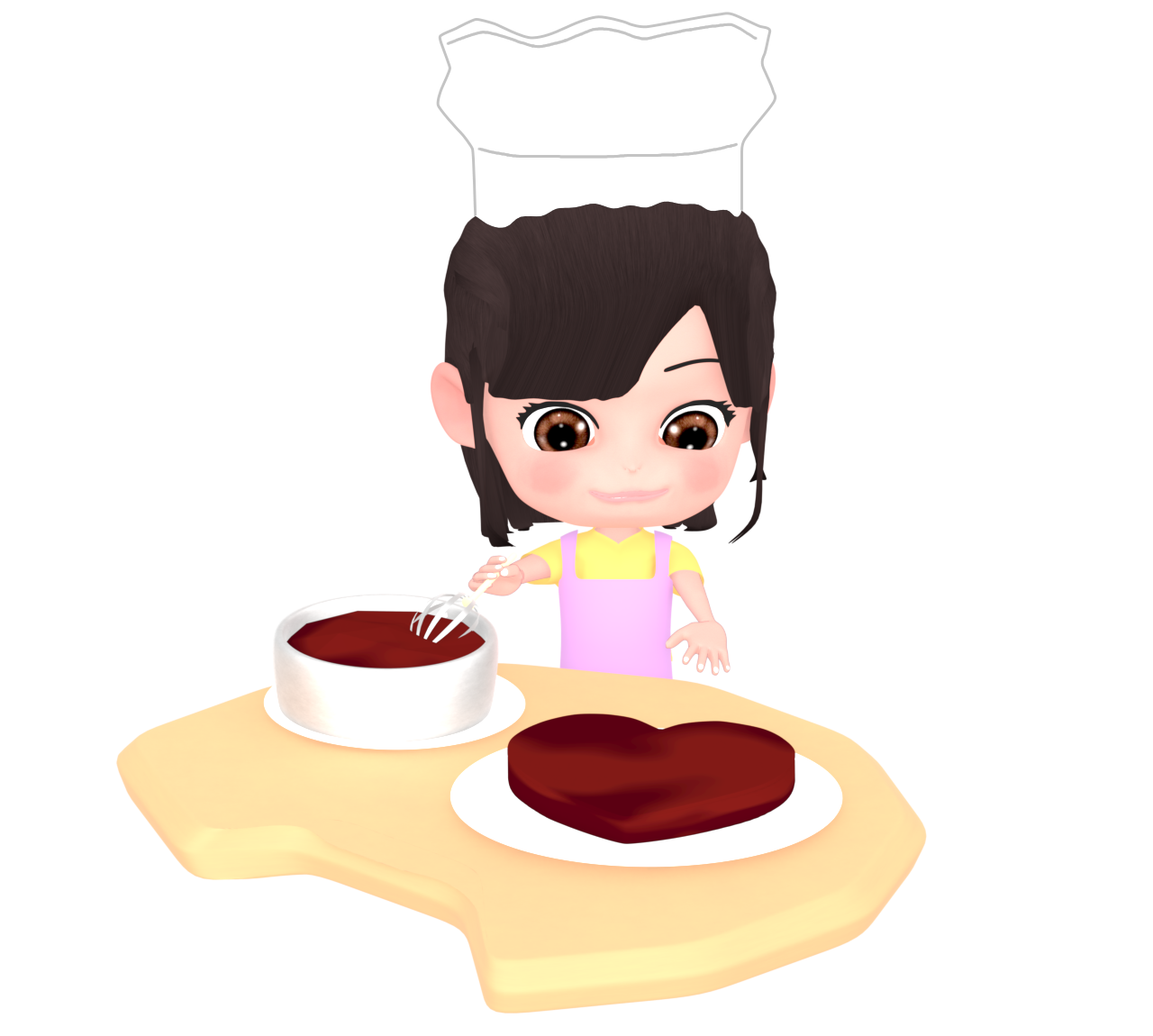 手作りチョコを作る女の子のイラスト