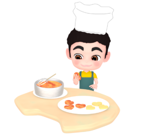 手作りクッキーを作る男の子のイラスト