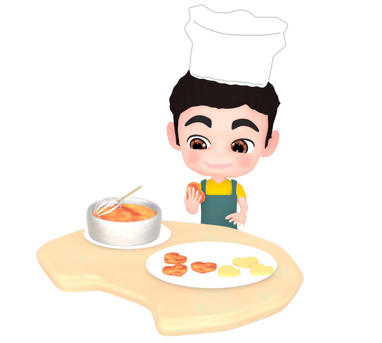 手作りクッキーを作る男の子のイラスト