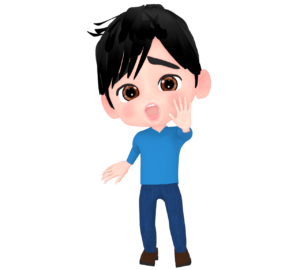 「待って！」と叫ぶ男性のイラスト