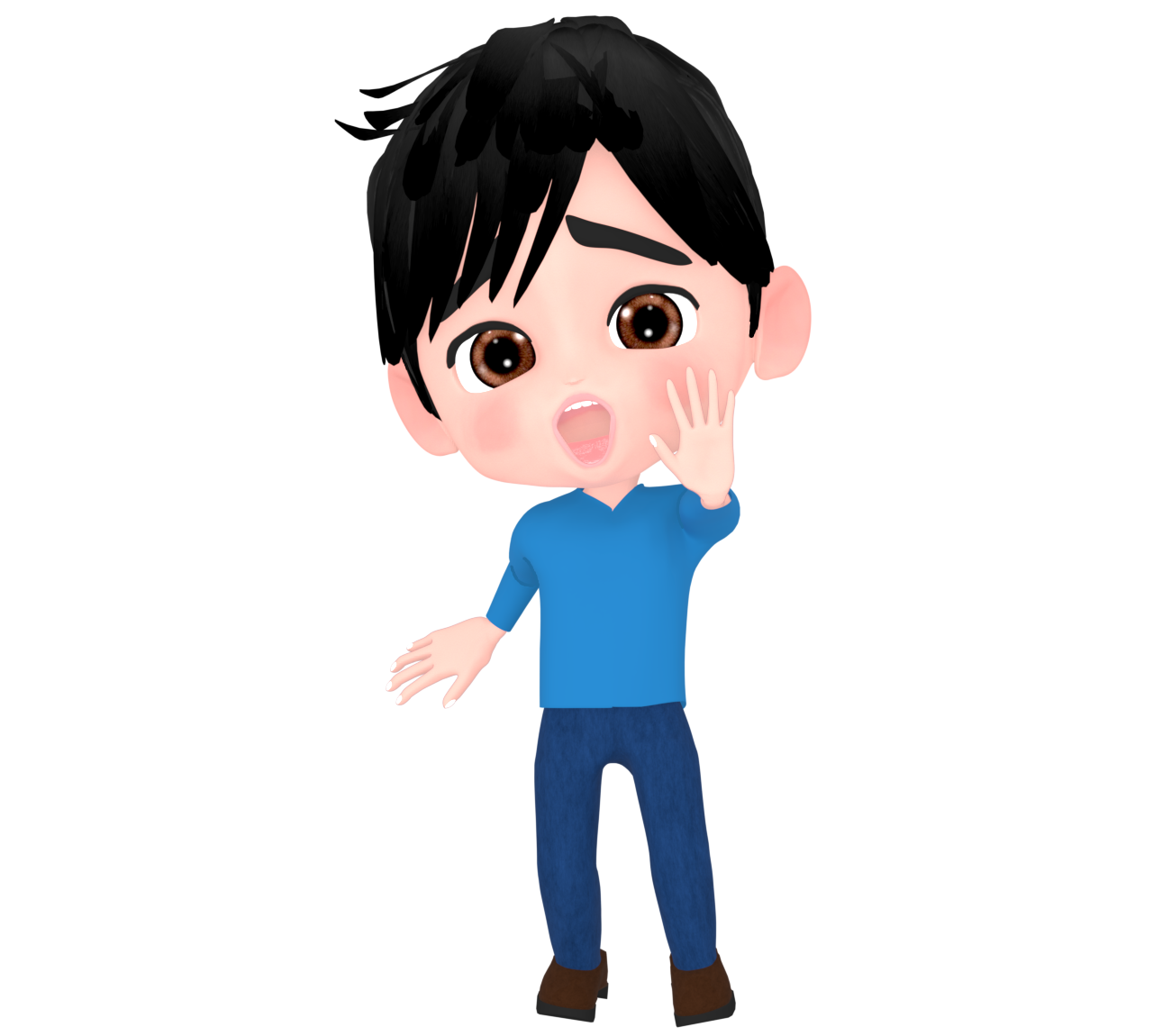 「待って！」と叫ぶ男性のイラスト