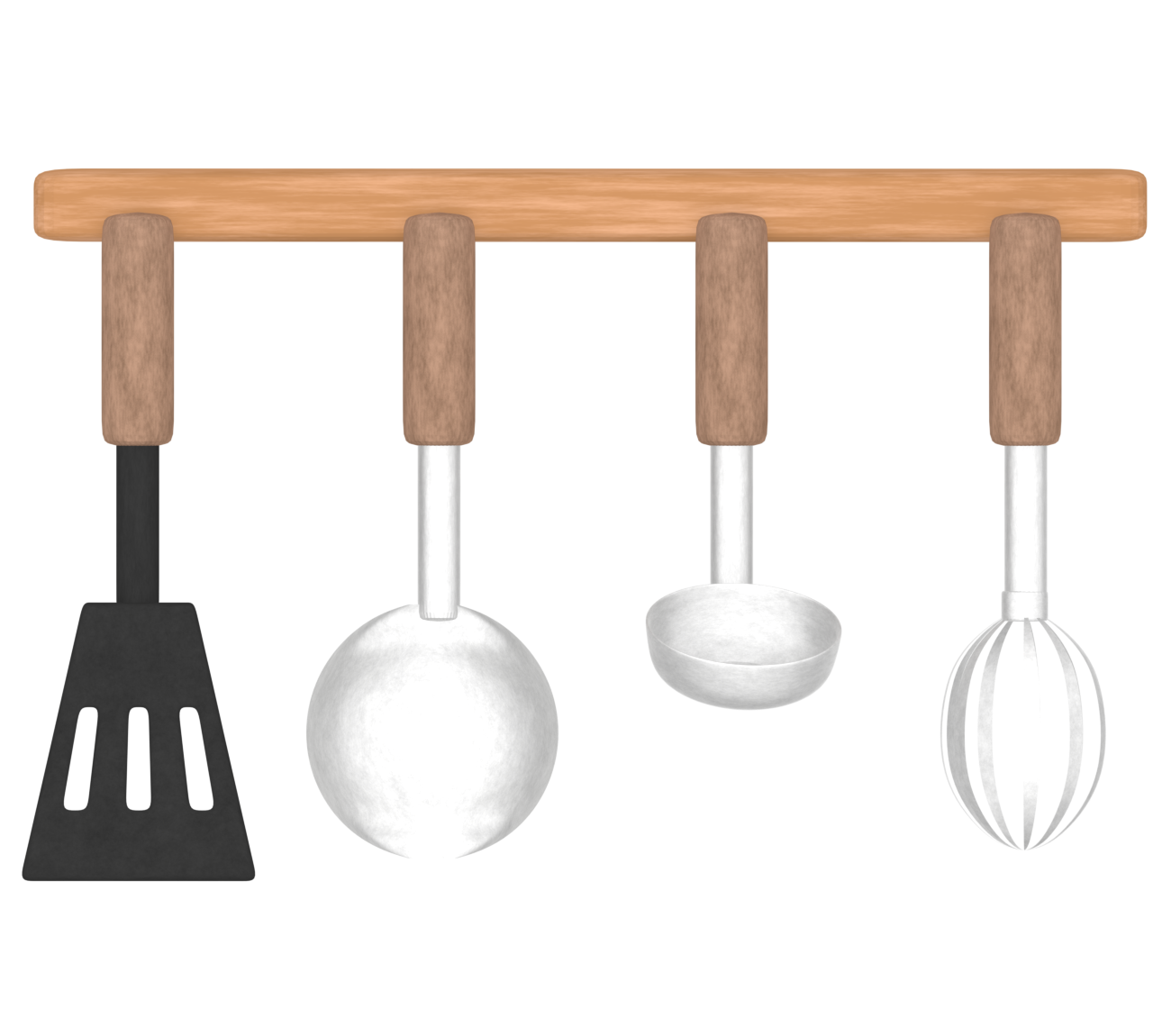 吊るされた調理器具のイラスト