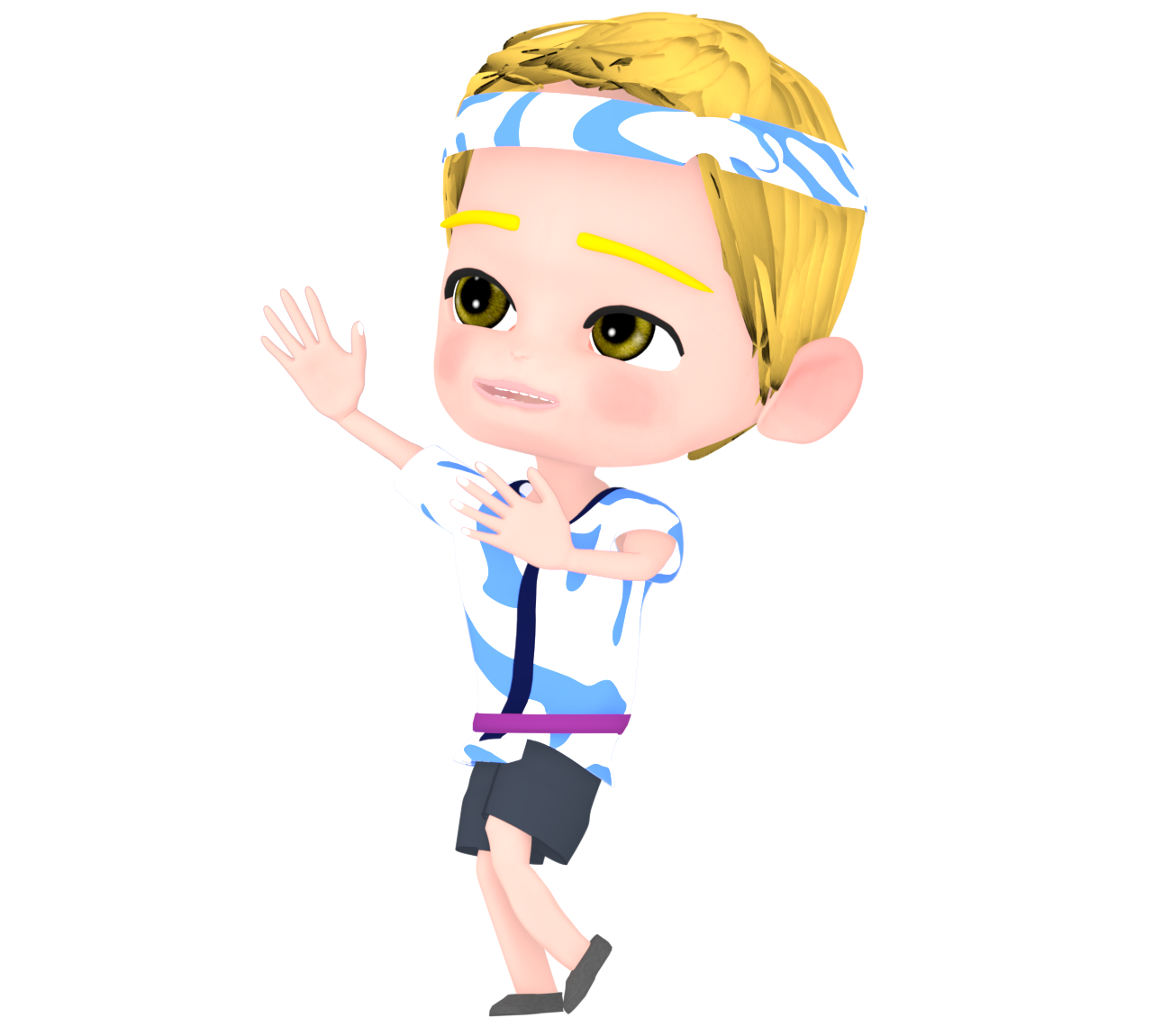 法被で盆踊りをする外国人のイラスト