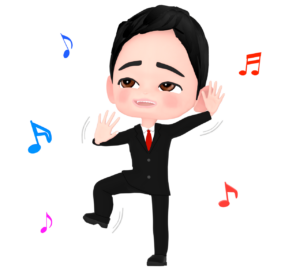 愉快に踊る会社員のイラスト