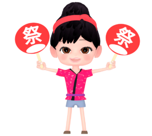 ハッピを着たお祭り好き女の子のイラスト