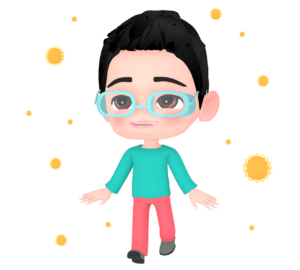 花粉症の眼鏡をした子供のイラスト