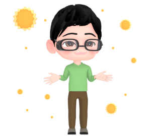 花粉症対策の眼鏡をつけた男性のイラスト