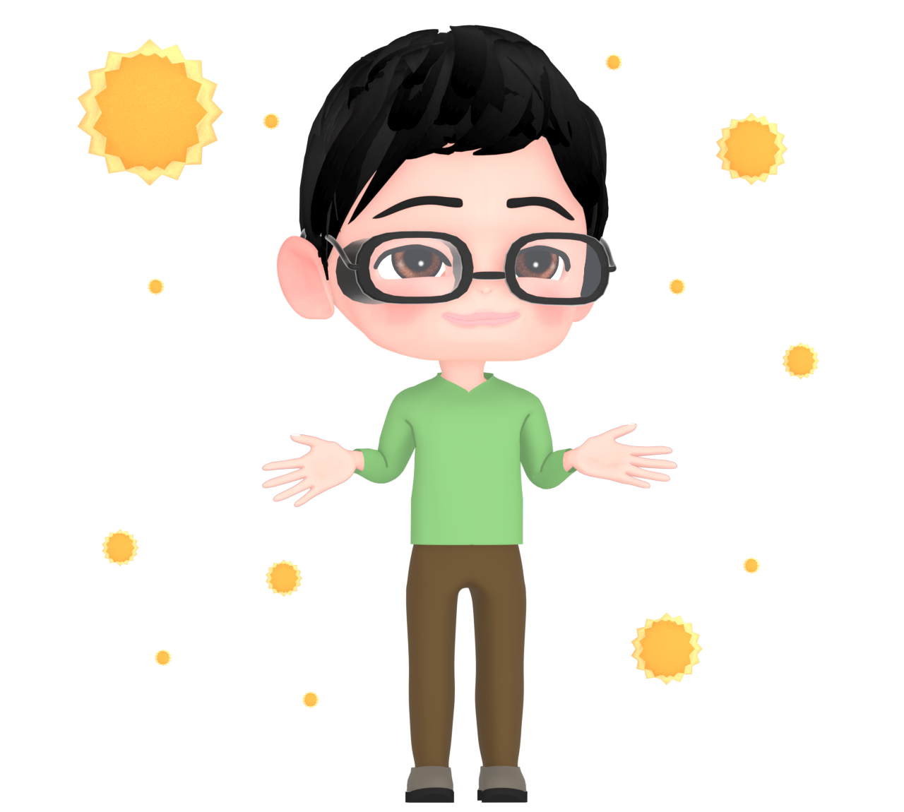 花粉症対策の眼鏡をつけた男性のイラスト