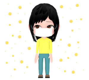花粉症でマスクをつけるイラスト