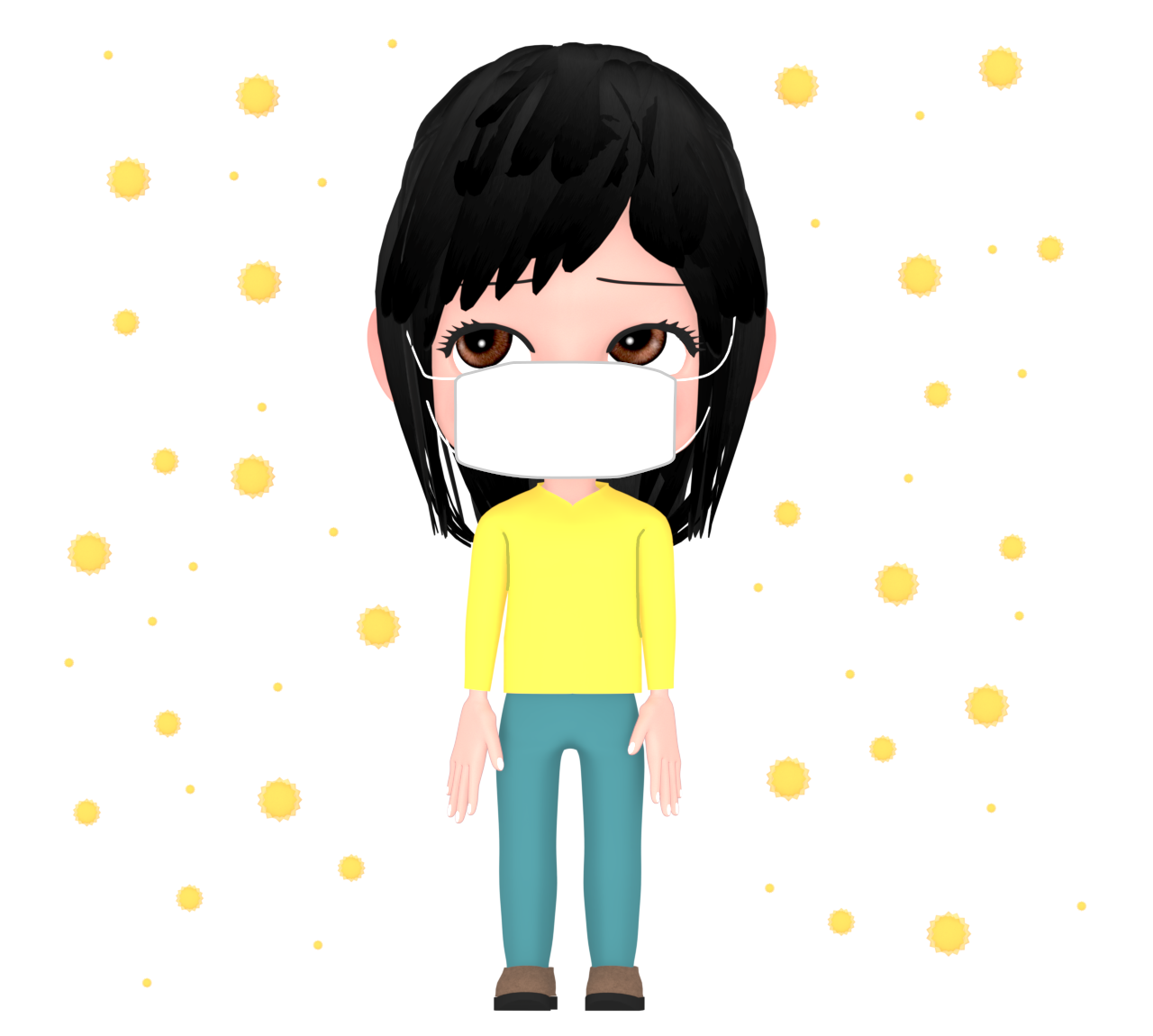 花粉症でマスクをつけるイラスト