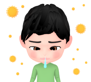 花粉症で鼻水が出る男性のイラスト