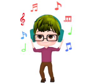 ヘッドホンで音楽を聴く男性のイラスト