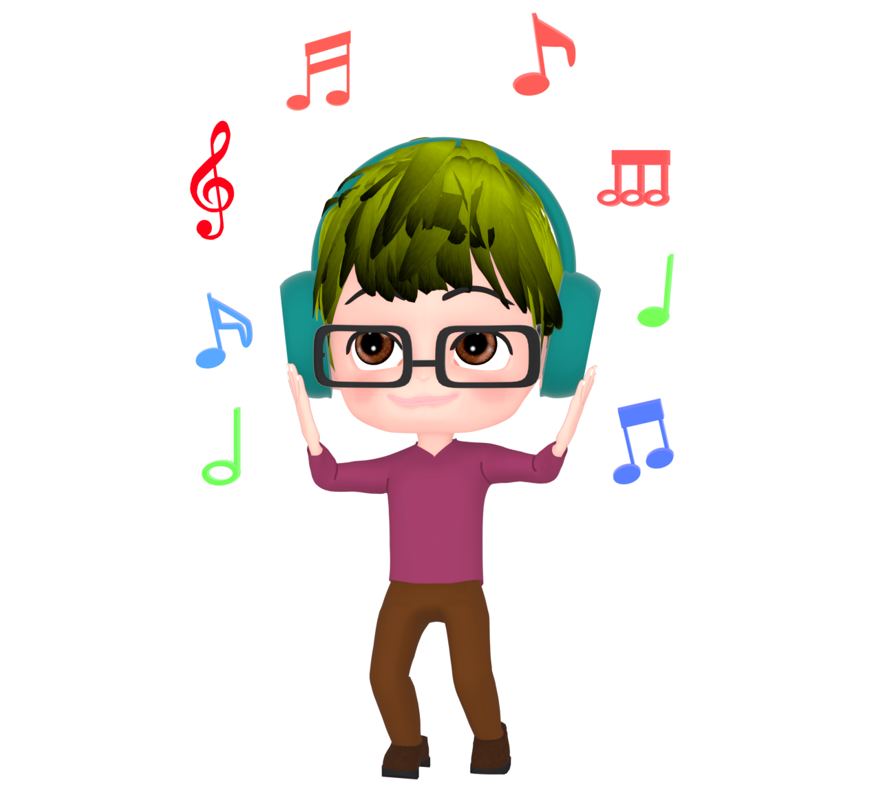 ヘッドホンで音楽を聴く男性のイラスト