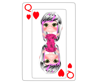ハート12 トランプカードのイラスト（Q）