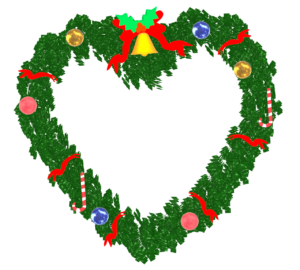 ハートのクリスマスリースのイラスト