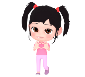 ハートを作るかわいい女の子のイラスト