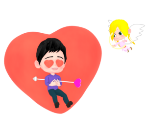 ハートを射止める矢のイラスト（男性）