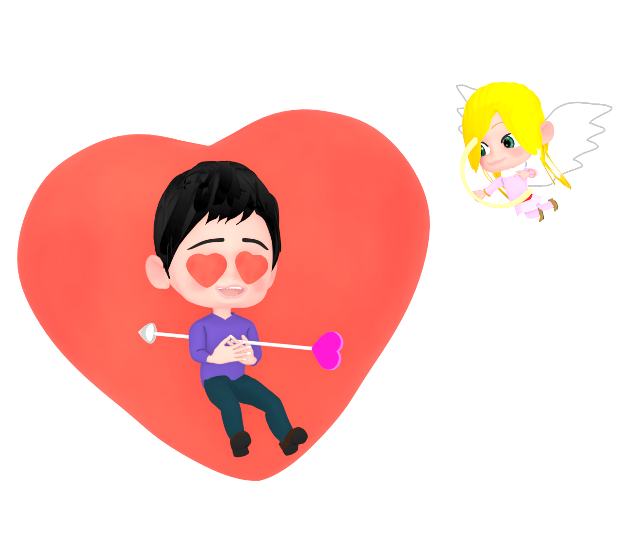 ハートを射止める矢のイラスト（男性）