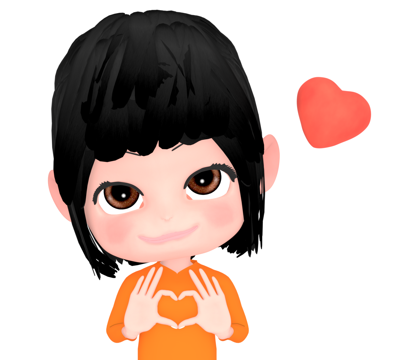 ハートマークを手で作るイラスト