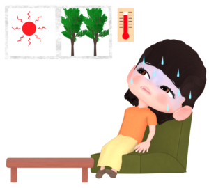 熱中症で倒れる女性のイラスト