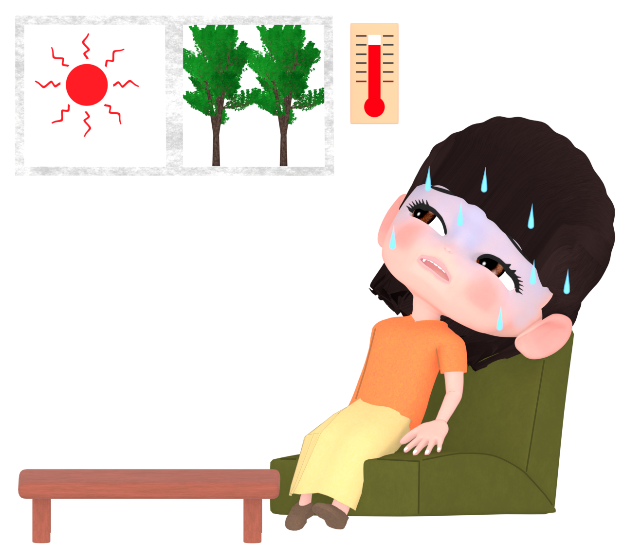熱中症で倒れる女性のイラスト 16 熱中症で倒れる女性のイラスト