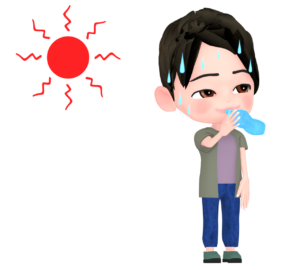 熱中症対策で水を飲むイラスト