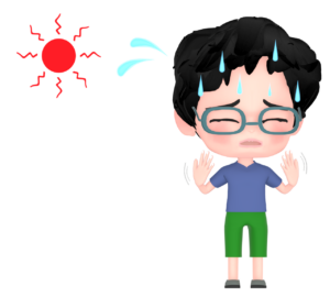 熱中症と子どものイラスト（熱射病）