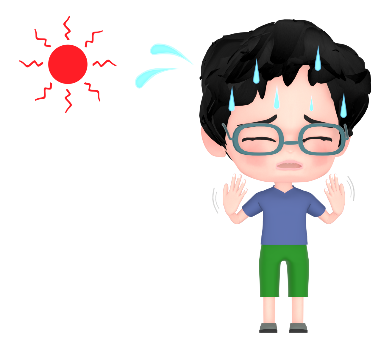 熱中症と子どものイラスト(熱射病) 15 熱中症と子どものイラスト(熱射病)