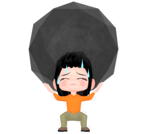 のしかかる重圧に耐える女性のイラスト