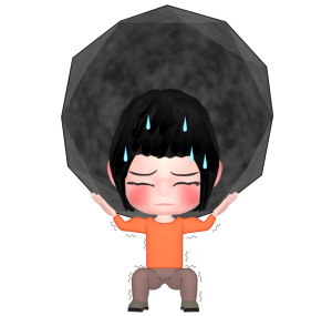 のしかかる重圧に耐える女性のイラスト