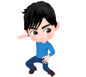 ヒーローポーズをする男性のイラスト