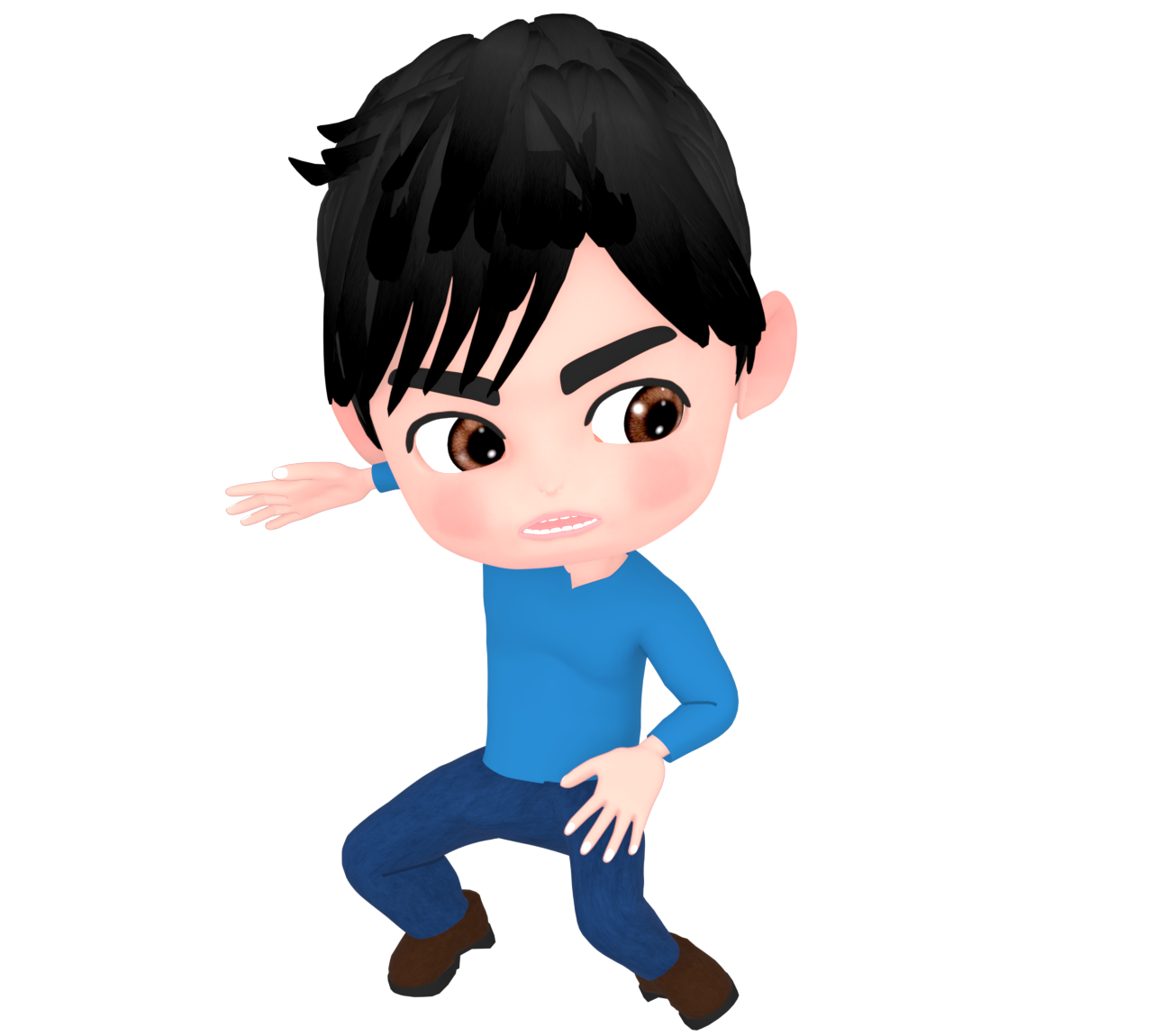 ヒーローポーズをする男性のイラスト